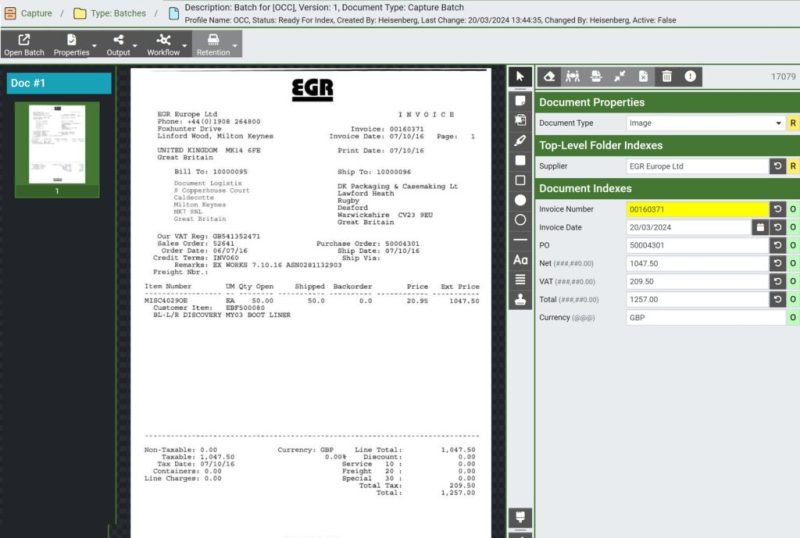 Document Management Software example of organising capabilities