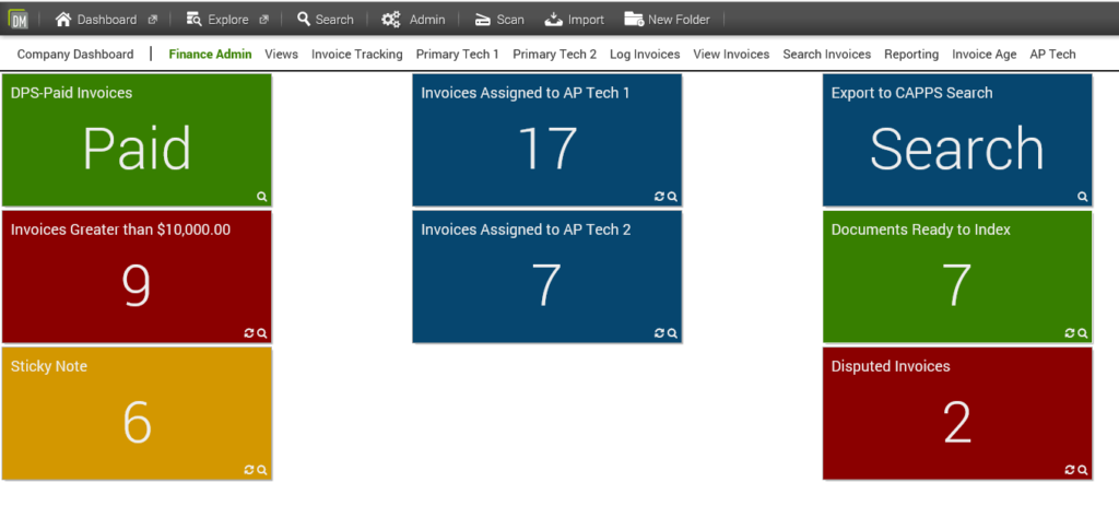 Document Management Software user dashboard