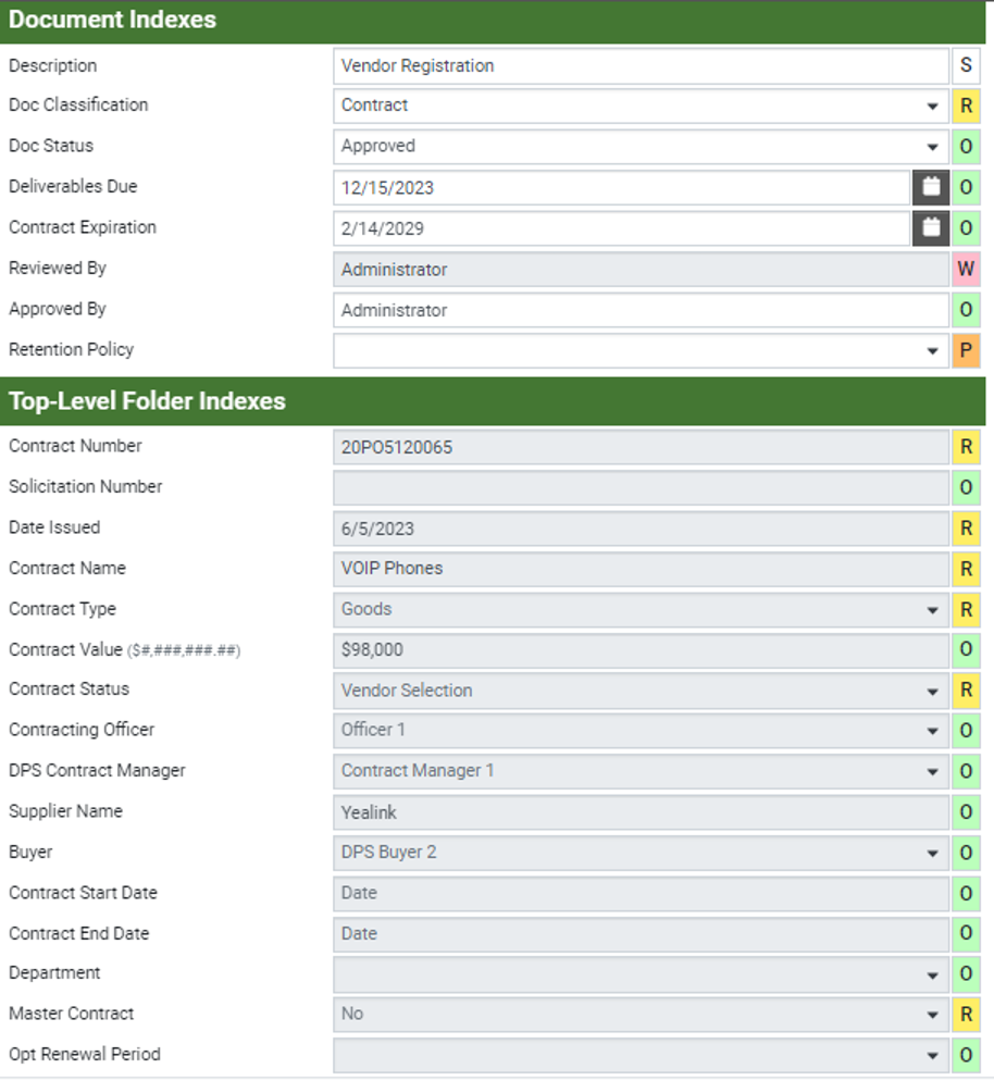 Document Management Software Indexing User Sscreen