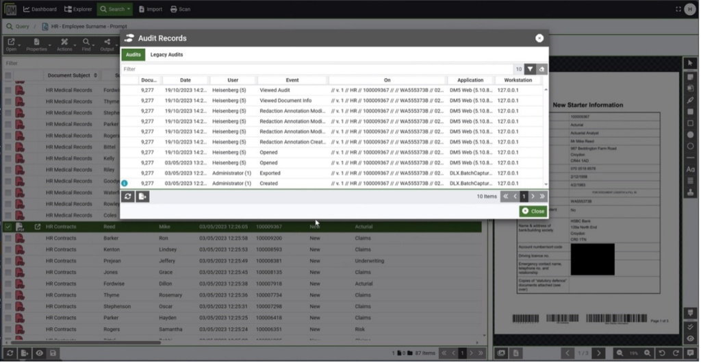 Document management software electronic processing example