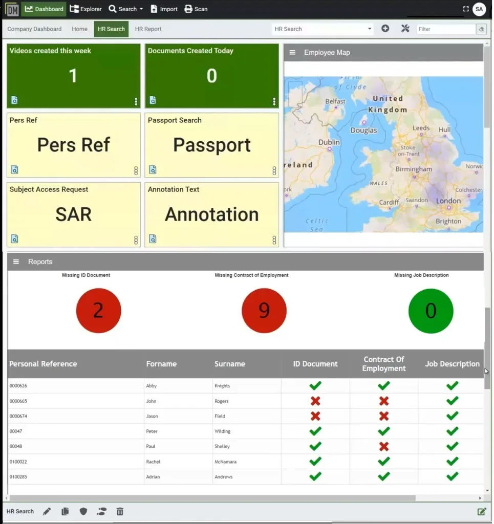 HR data optimisation centralised records user dashboard